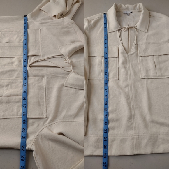 Reiss Women's Cream Minimalist Contemporary Twin Pocket Overhead Shirt Sz 6 - Picture 12 of 16